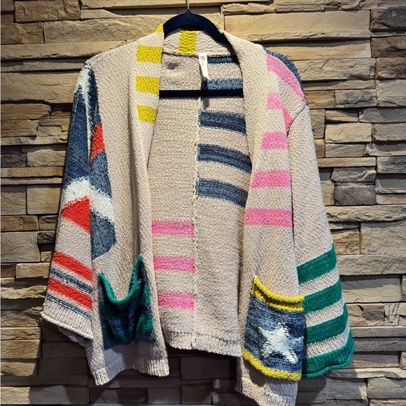 Daily Practice by Anthropologie Racing Flags Cardigan Sweater Size Medium - Picture 3 of 7